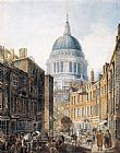 Thomas Girtin Famous Paintings - St Paul's Cathedral from St Martin's-le-Grand